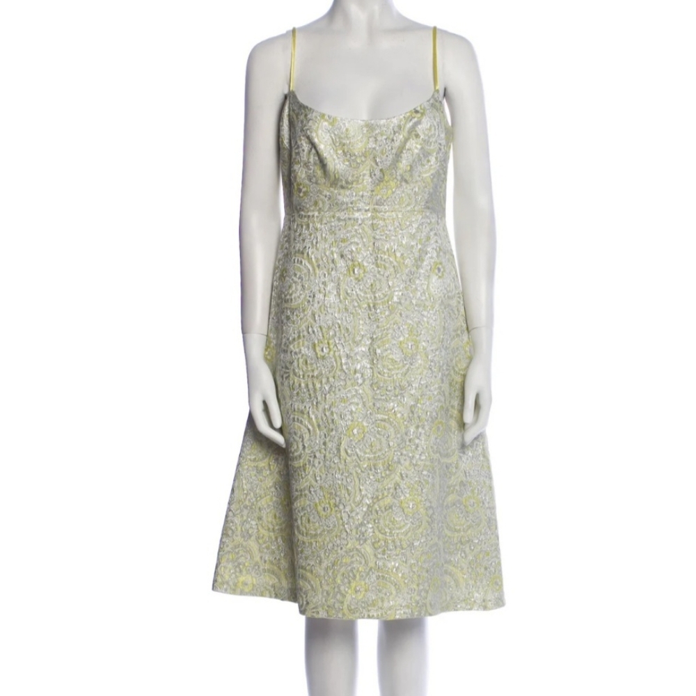 Martin Grant Slip Dress In Silver & Neturals Sz L EUC